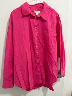 Anthropologie Bennet Bright Pink Button-Up Shirt